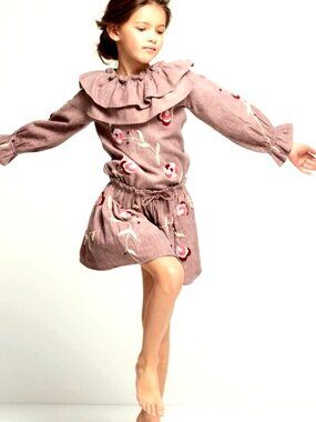 NWT Tuchinda Girls Boutique Purple Dress w/ Artisan Embroidery Size 5